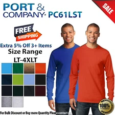 Port & Company PC61LST Mens Big & Tall Long Sleeve Essential Crew Neck T-Shirt