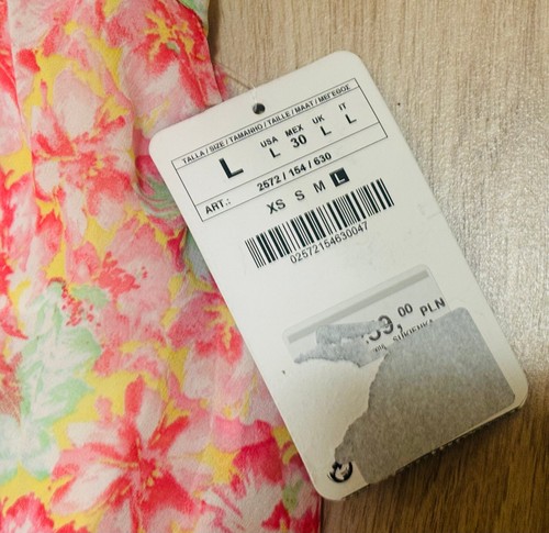ZARA BASIC COLLECTION Off Shoulder Pink Floral Dress SIZE LARGE BNWT Free Post - Picture 8 of 8
