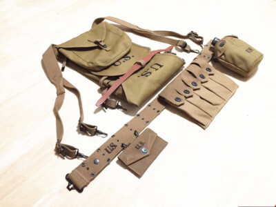 WW2 US ARMY MILITARY GEAR THOMPSON BAG BELT 1928 HAVERSACK CANTEEN