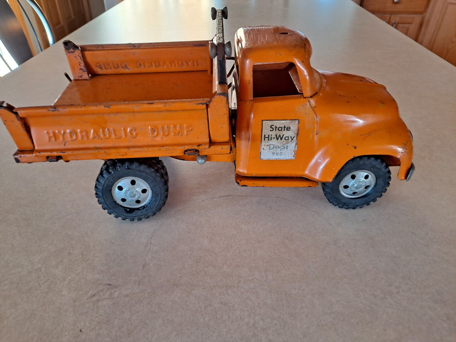 Tonka Hydraulic Dump Truck Vintage 1956 Orange State HiWay Missing