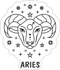 4.25in x 5in Aries Vinyl Sticker Car Truck Vehicle Bumper Decal