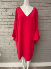 Eliza J Women Magenta Bell Sleeve V-Neck Sheath Dress Size 14