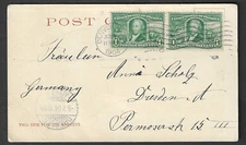 Denver, CO 1904, Moki Indian postcard, 2x1 1c Louisiana Purchase to Germany #323