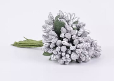 Kunstblumen Staubblätter/ Knospen 72 Stück Silber