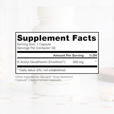 S-Acetyl Glutathione GOLD 300mg PER Capsule - 60 DRcaps ''Acid-Resistant'' | Extra