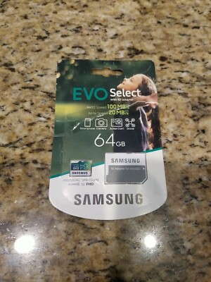 Samsung MB-ME64H 64GB EVO Select microSDXC 100MB/s U1 MemoryCard With Adapter