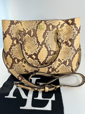 Lauren By Ralph Lauren Leather Snakeskin Print Medium Marcy Satchel
