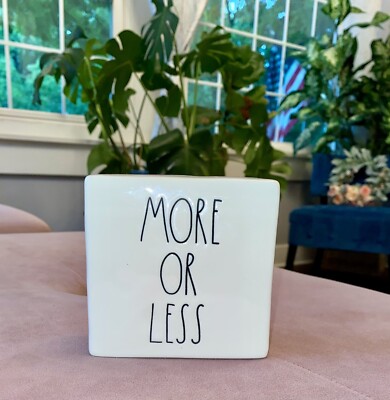 RaeDunn More Is Less Less Is More Black White Farmhouse Decor Paperweight Sign