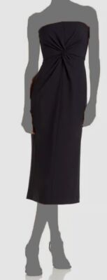 $426 Cinq à Sept Women's Black Twisted Front Strapless McKenna Dress Size 6