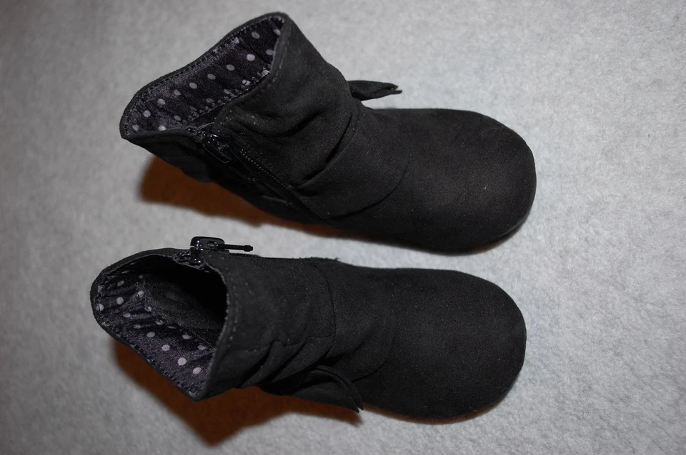 Botas para Bebês Meninas BOTAS DESLEIXADAS PRETAS / LAÇO Moda CAMURÇA SINTÉTICA Zíper TAMANHO 4 5 6 - Imagem 2 de 2