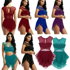 Women Contemporary Ballet Dance Dress Leotard Costume Cut back Dancewear