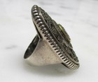Clear Stone Sterling Silver & 14K Statement Ring w/ Marcasites ~ 12.7g ~ 5-E380 — photo 3