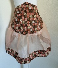 Vintage 1940s-1950s Handmade Half Apron Cottage Farmhouse Cotton Chiffon