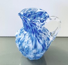 Fenton Blue Splatter Glass Pitcher 5 Inch Tal...