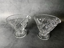 Pair of Stuart Crystal Fan Vases, England - 4 3/8" Tall