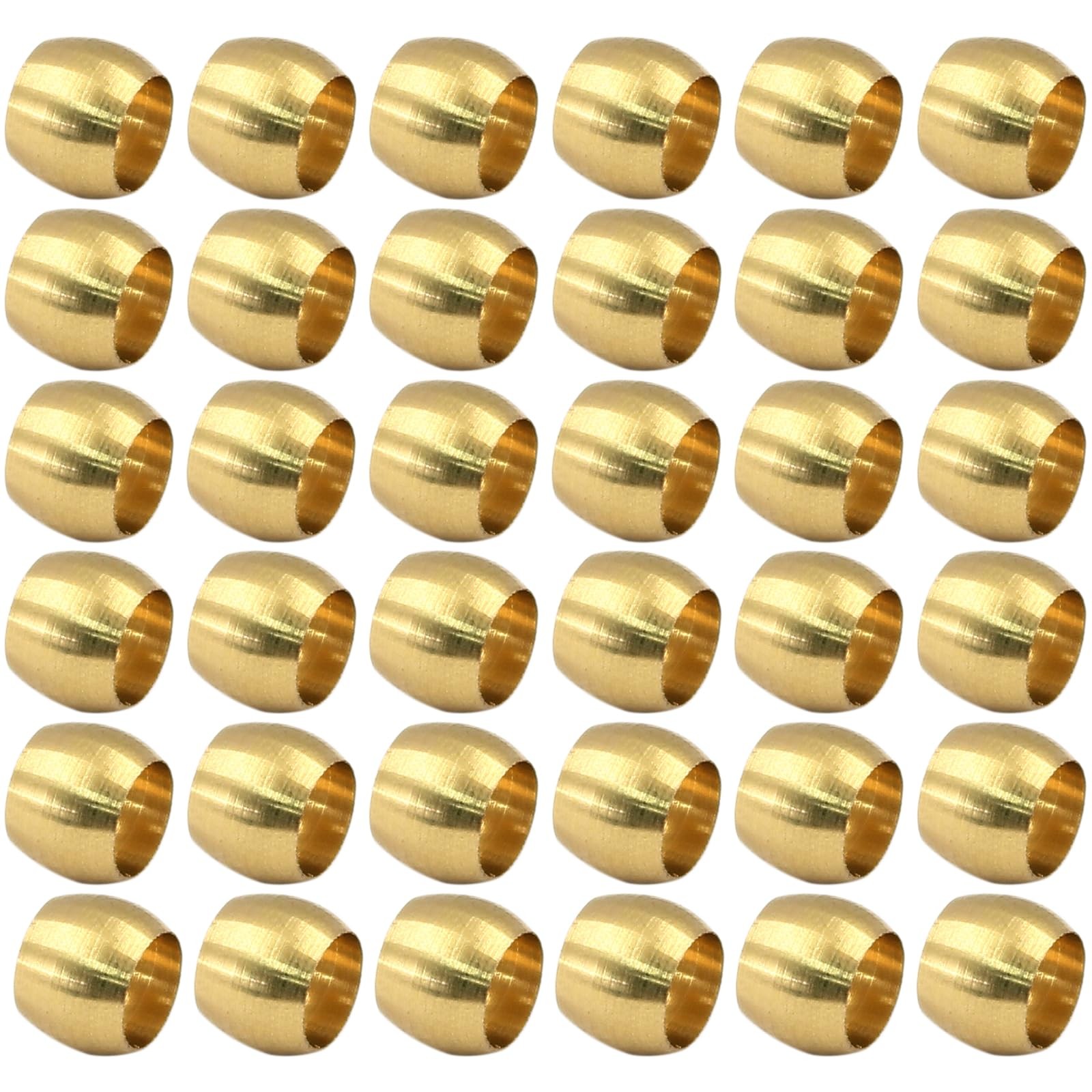 Bonsicoky Brass Compression Fitting Ferrule Sleeve, 3/16" - 50PCS, Gold