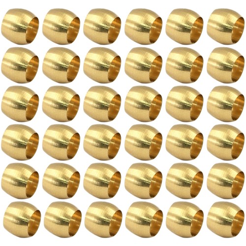Bonsicoky Brass Compression Fitting Ferrule Sleeve, 3/16" - 50PCS, Gold