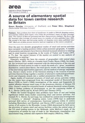 A source of elementary spatial data for town centre research in Britain; Rowley,