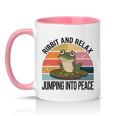 Ribbit And Relax Sprung in Unisex 11 Unzen Keramiktasse Frosch Natur Retro Geschenk