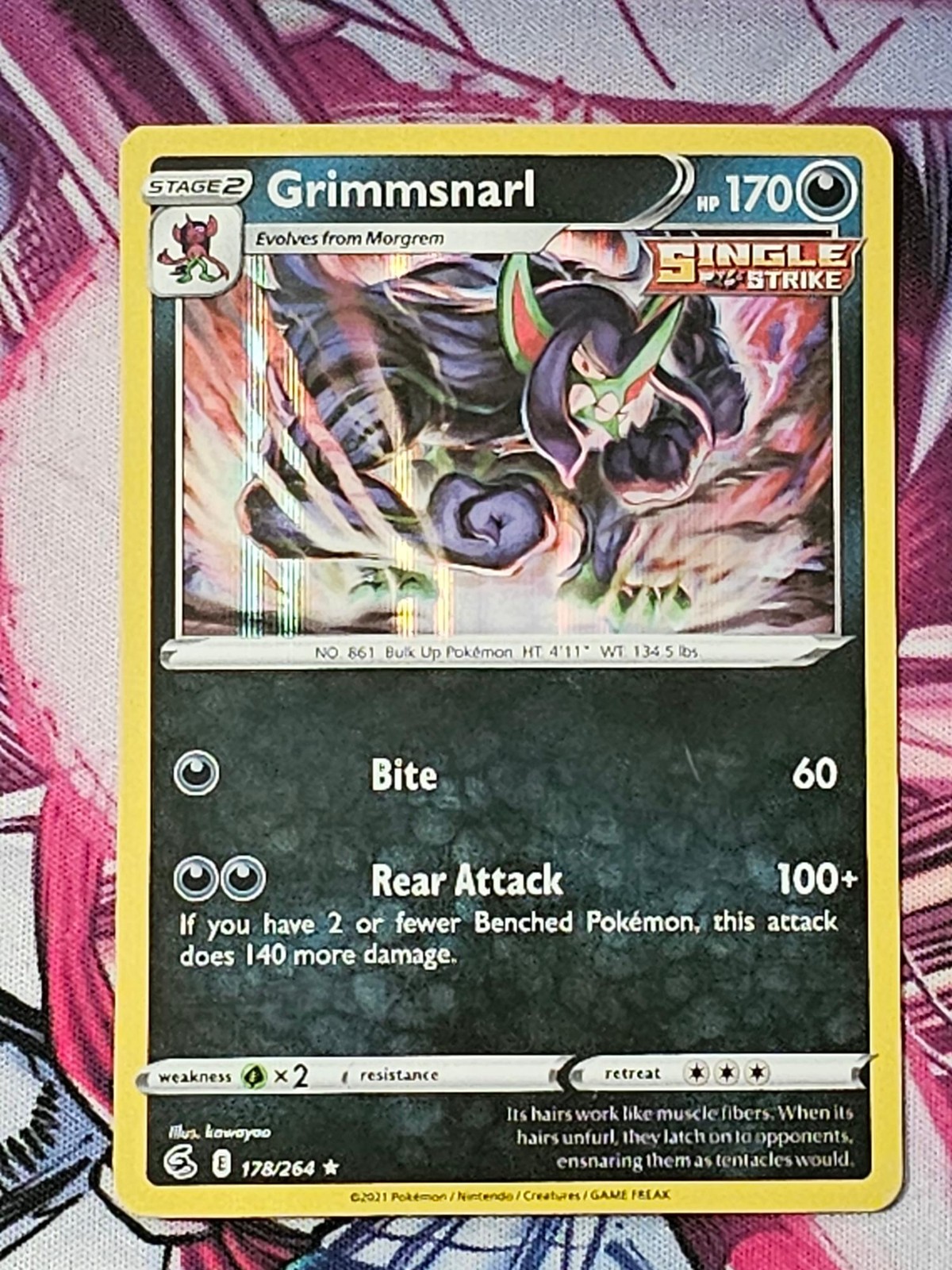 Grimmsnarl 178/264 Holo Rare Fusion Strike Pokemon Holo NM/M