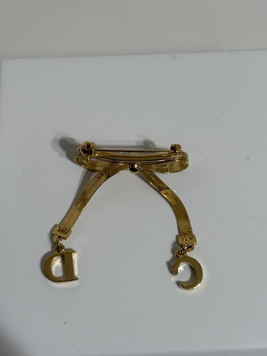 Vtg Christian Dior by John Galliano Gold CD Logo Bow Brooch | eBay