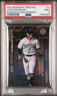2022 BOWMAN TRANSCENDENT COLLECTION ICONS JULIO RODRIGUEZ ROOKIE 26/50 PSA 9