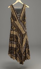 Rabbit Rabbit Rabbit Geometric Boho Print Lined Surplice V-Neck Dress Sz 16