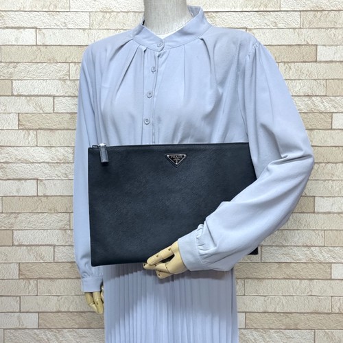 PRADA Clutch Tasche 2NG001 Leder Safiano gebraucht - Bild 2 von 10