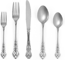 Retro Silver Silverware Set for 4, Gorgeous 20 Pieces Stainless Steel Flatware S