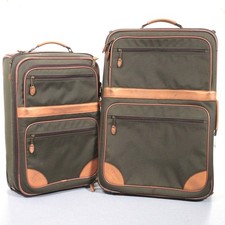 Vtg LL Bean Suitcase Set Carry-on Rolling Lug...