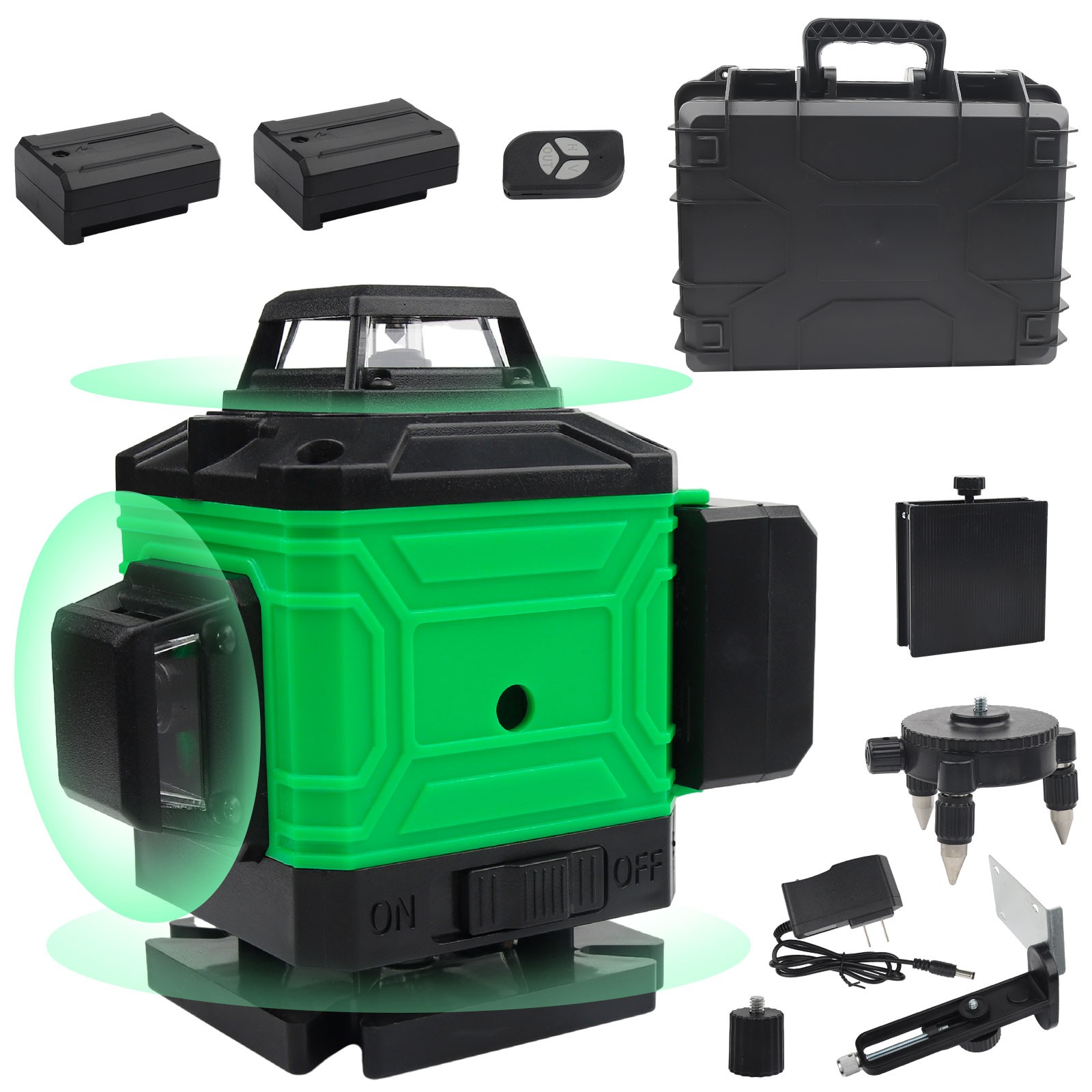 16 Lines 4D Green Laser Level 360° Fast Auto Leveling Rotary Cross Line ...