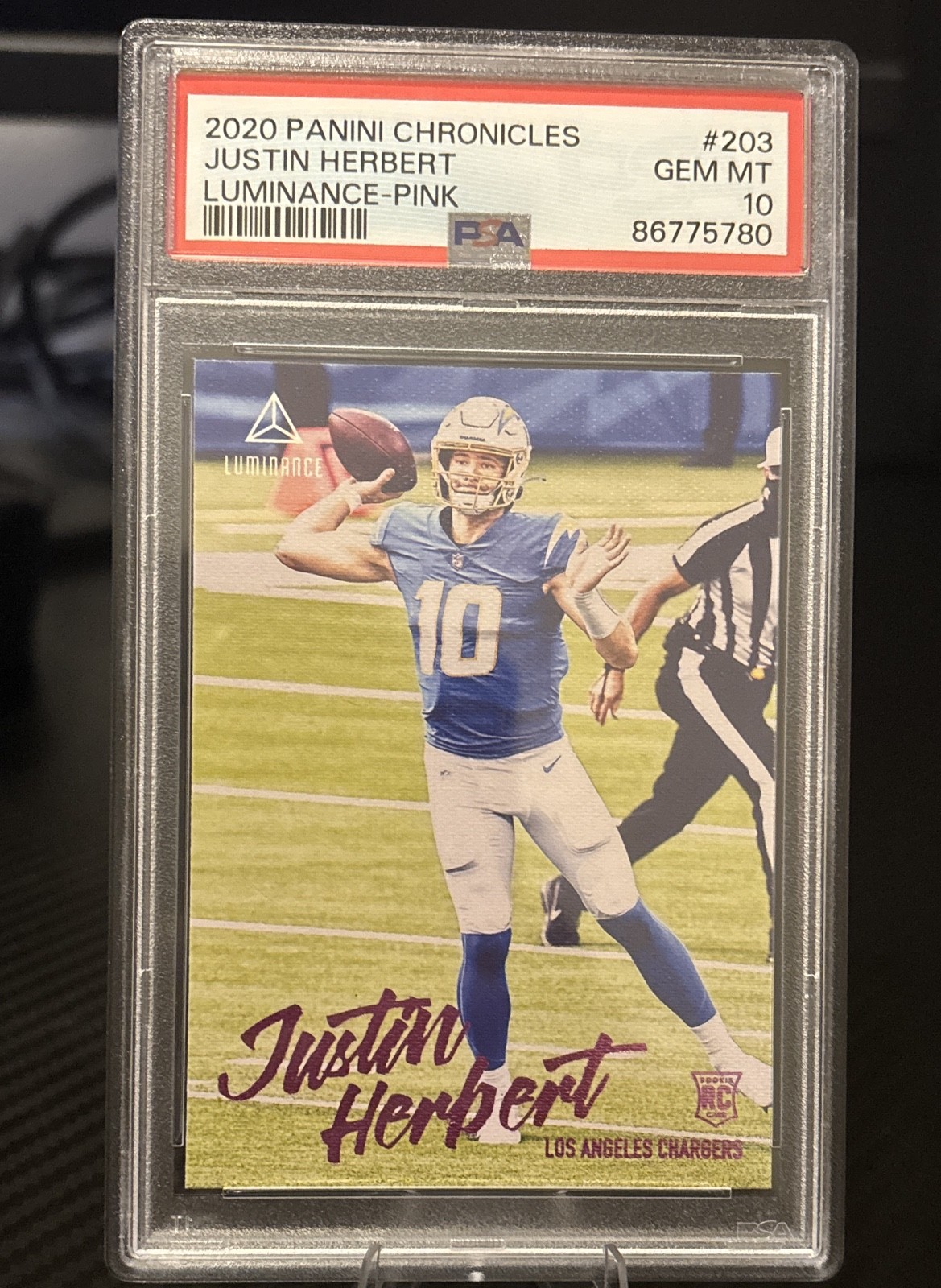 Justin Herbert Panini Chronicles Luminance #203 Pink