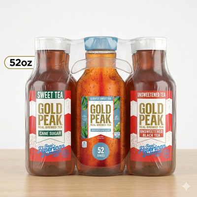 Gold Peak Sweet Slightly Sweet Unsweetened Tea 52oz 6 Pack Variety