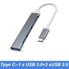 Divisor concentrador de 4 puertos USB-C tipo C a USB 3.0 para PC Mac teléfono MacBook Pro iPad