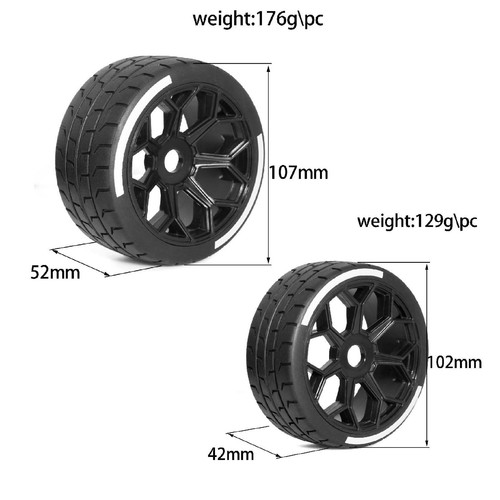4x 1/7 RC Car Tires Upgrade Accs - Picture 2 of 7