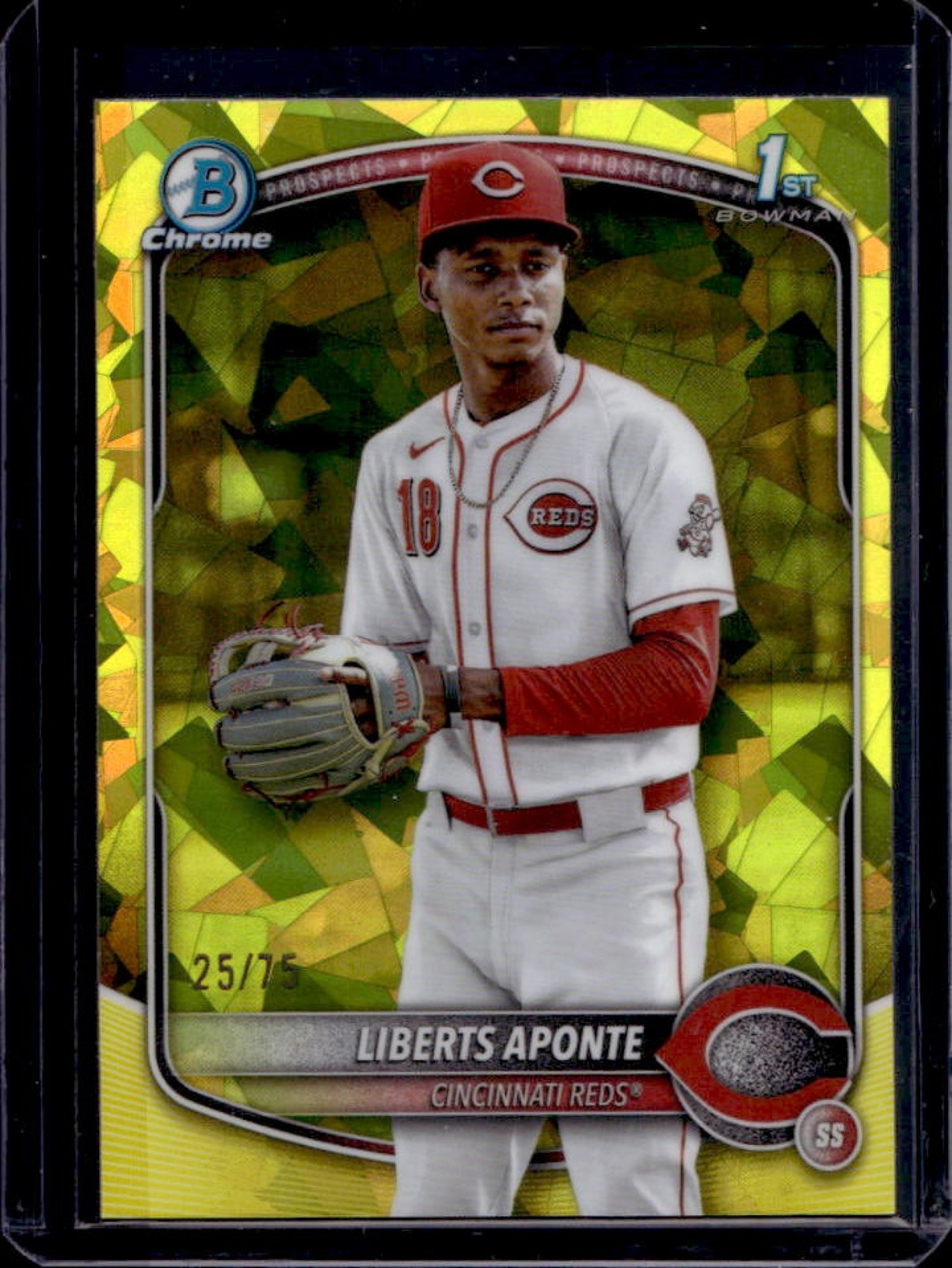 2025 Bowman Chrome Sapphire Liberts Aponte Yellow Refractor 1st Prospect #25/75