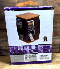 Vinatge Atlantic Wood Media CD/DVD/VHS Spinning Organizer Shelf Storage 18"