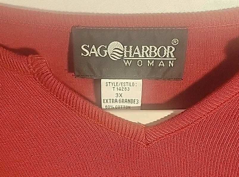 Suéter de manga corta Sag Harbor rojo mate para mujer talla 3X granate Foto 2 de 3
