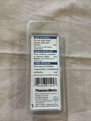 Carlon Doorbell Button DH1505L - for use with wired chimes, bells, buzzers NEW!! - Picture 2 of 2