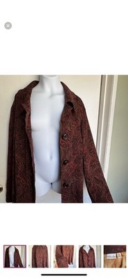 Kim Rogers Paisley, Button-Down, Collared V-Neck Blouse. Size 16 W 