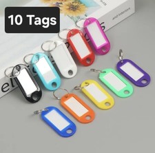 Key Ring Tags Plastic ID Tags Name Label Key Fob Tag Assorted Colours 10x TAGS