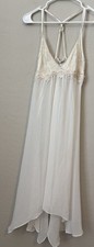 Vtg Bridal Nightgown S Keepsake Lace Beads Chiffon Fairy Asymmetrical Babydoll