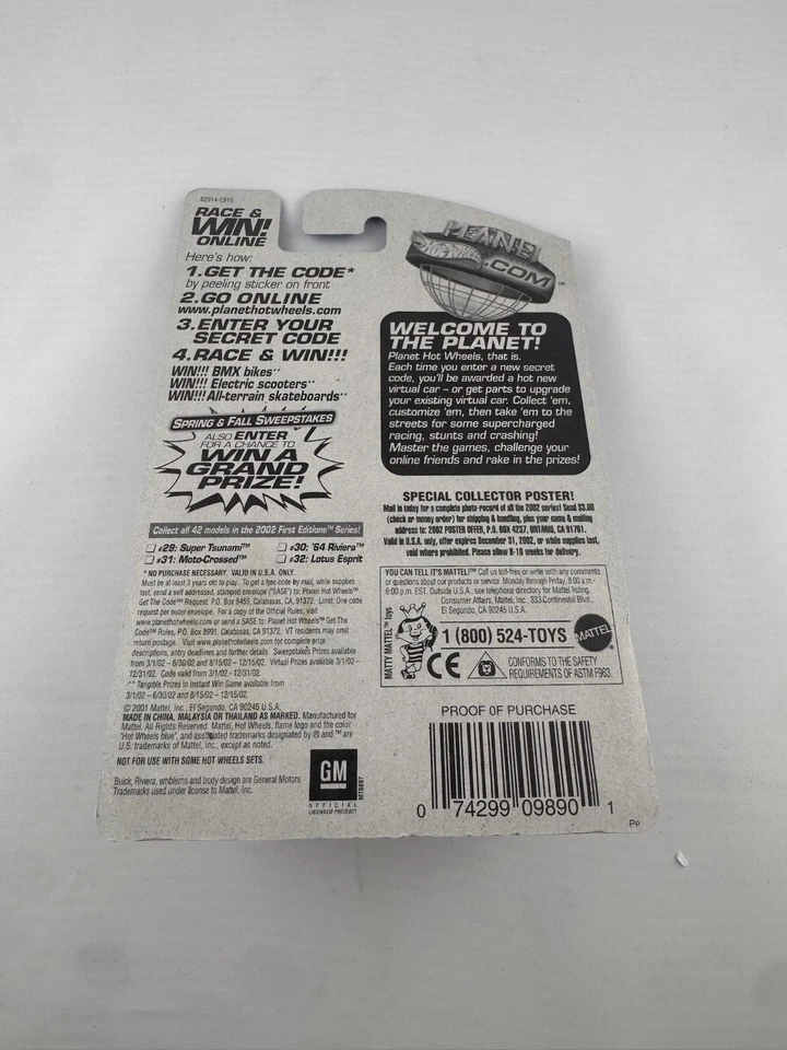 Hot Wheels 2002 '64 Buick Riviera 1:64 Diecast Car Orange Collector 042 Foto 2 de 2