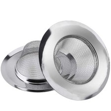 2 Pcs Stainless Steel Kitchen Mesh Silver Sink Strainer Large Wide Rim 4.5" Diam