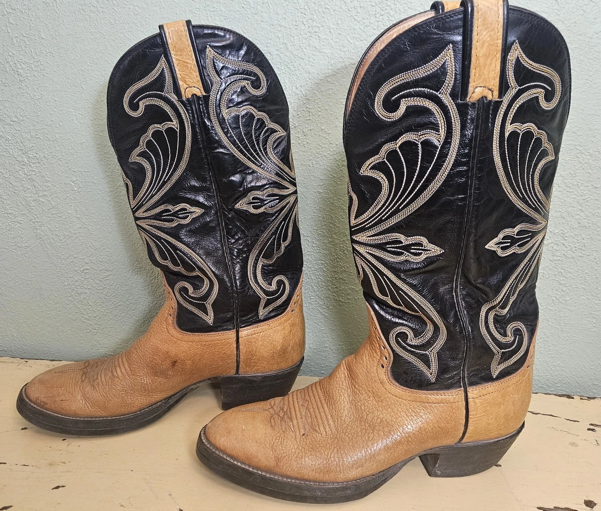 Vintage Hondo Boots Mens Size 8 Black Leather Western Cowboy Riding 90s Hondo Rodeo Boots for Men | Mercari main image 4