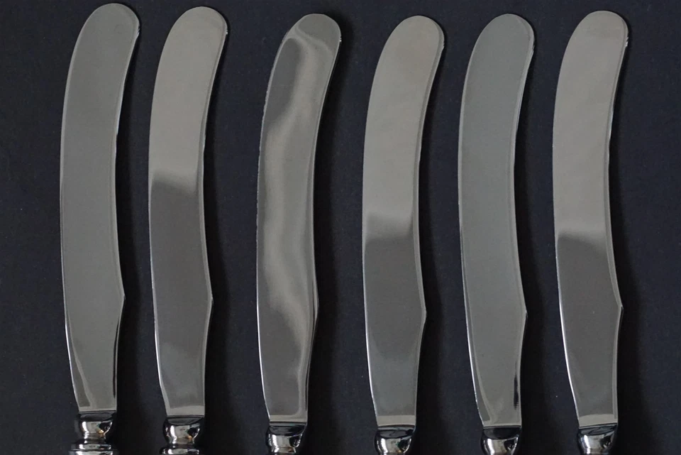 (6) KIRK STIEFF Williamsburg Shell Sterling Silver Hollow Pistol Dinner Knife - Image 3 of 4