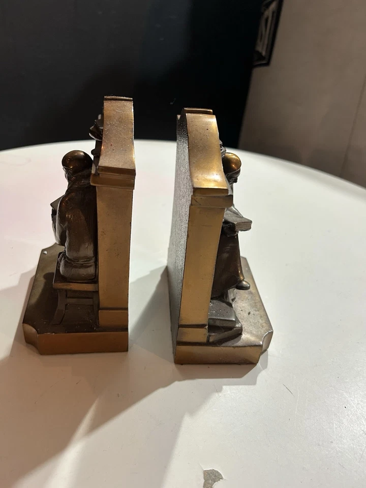 pompeian bronze Clad Monk Bookends L V Aronson 1920 - Image 2 of 4