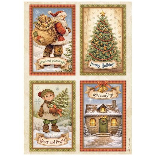 Stamperia A4 Rice Paper - Silent Night 4 Cards DFSA41137