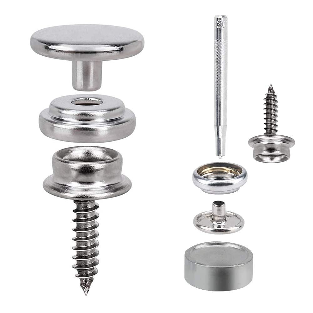 150 PCS Canvas Snap Kit Tool, Metal Screws Snaps Marine Grade 3/8" Socket Sta...