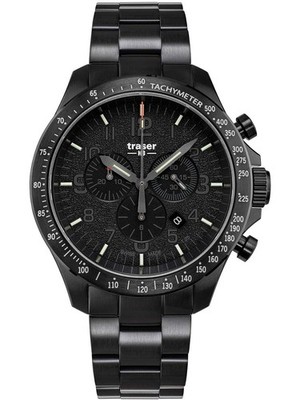 Traser H3 109466 P67 Officer Chronograph Black Steel Herrenuhr 46mm 10ATM